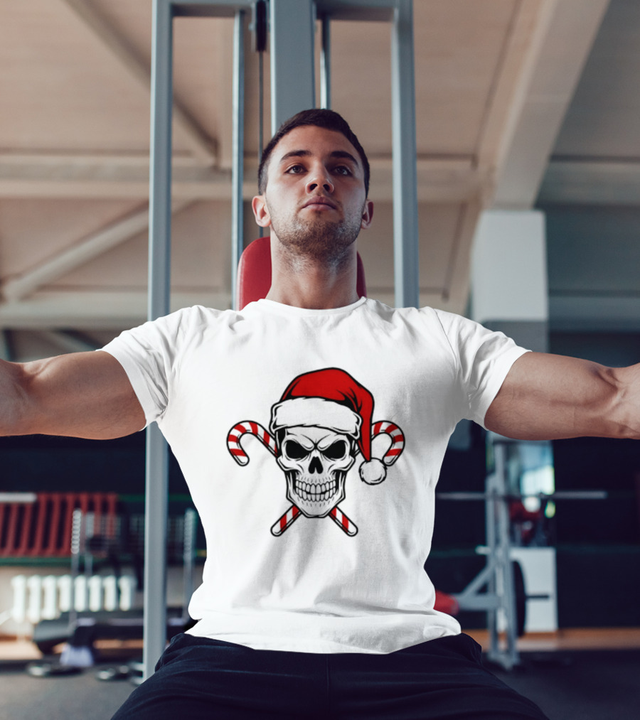 Referee Skullz Santa Skullz Christmas Candy Cane Skull T-Shirt