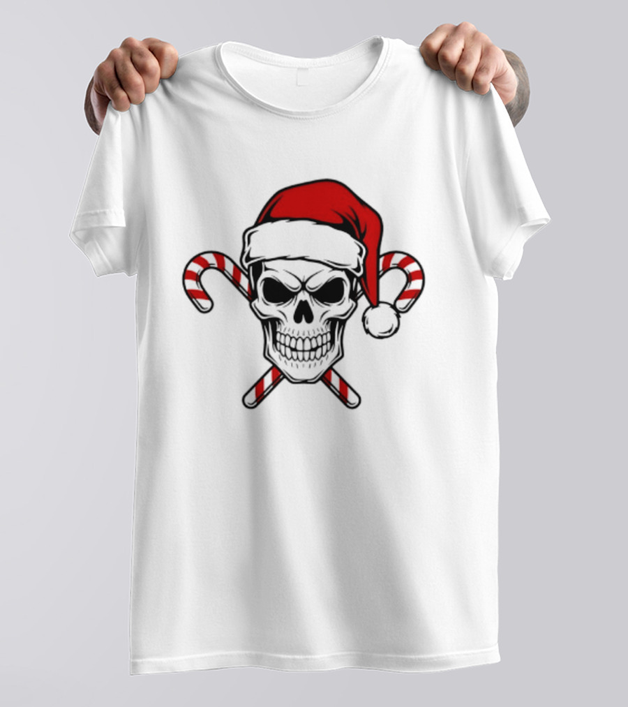 Referee Skullz Santa Skullz Christmas Candy Cane Skull T-Shirt