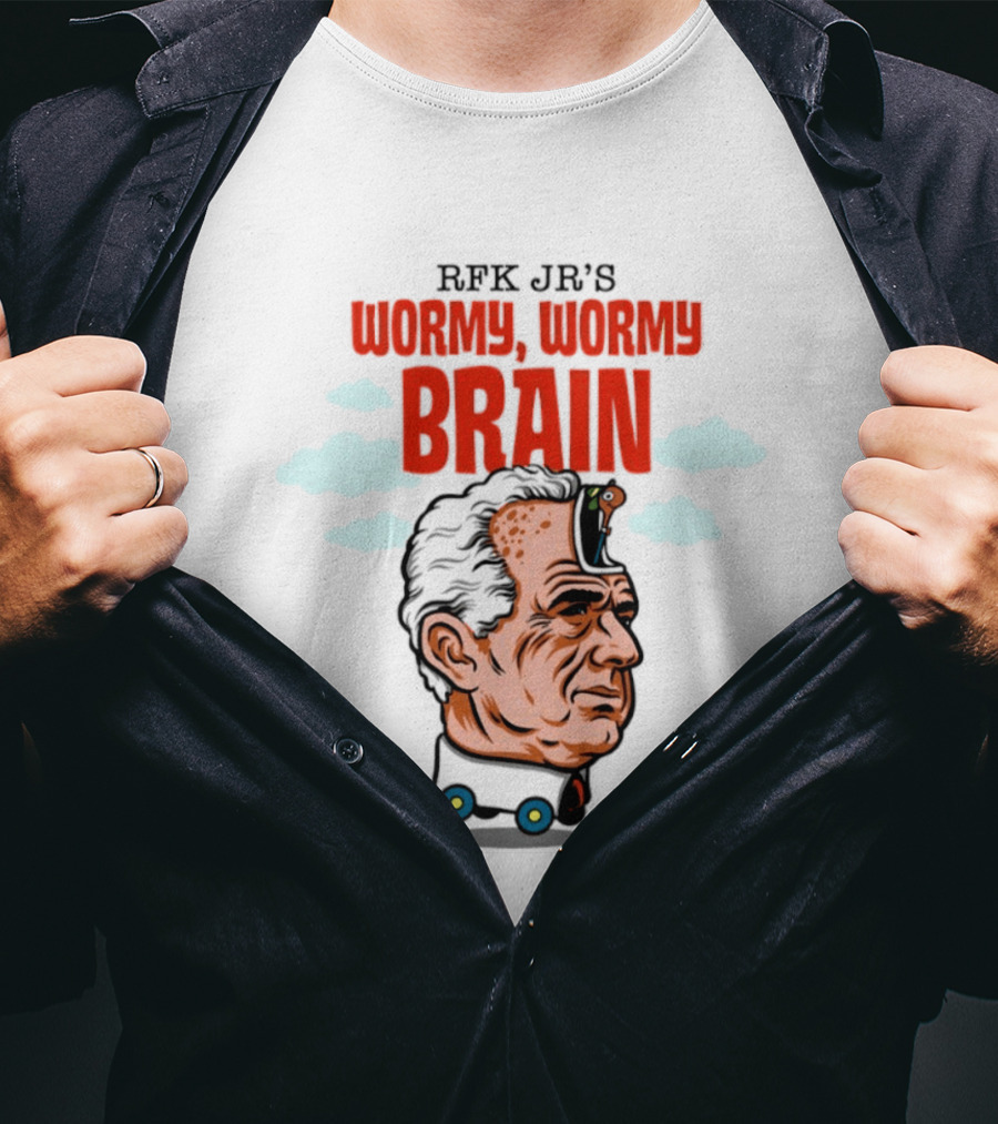 RFK Jr's Wormy Wormy Brain Robert F Kennedy Jr Clouds Cartoon T-Shirt