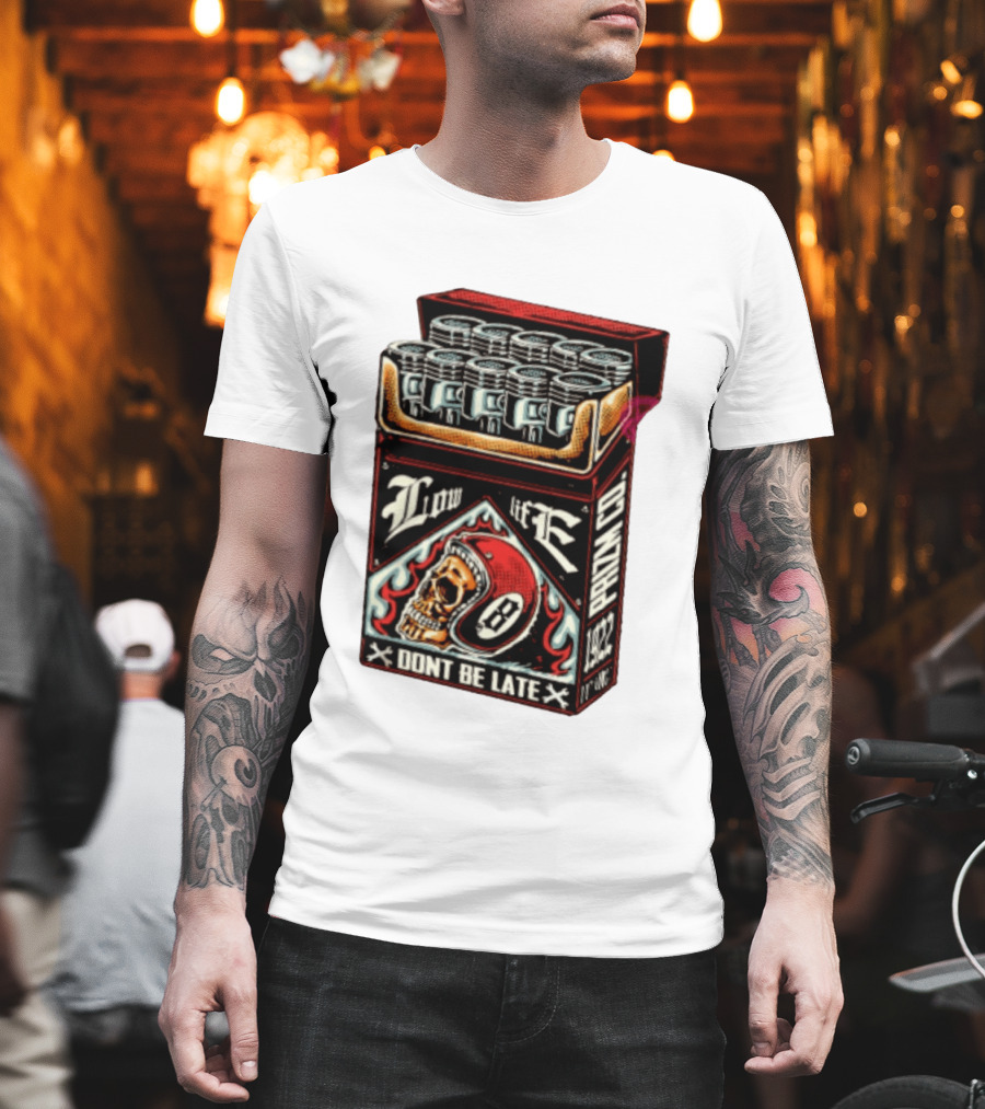 Low Life Prizm Co Don't Be Late Skull Helmet Pistons Pack T-Shirt