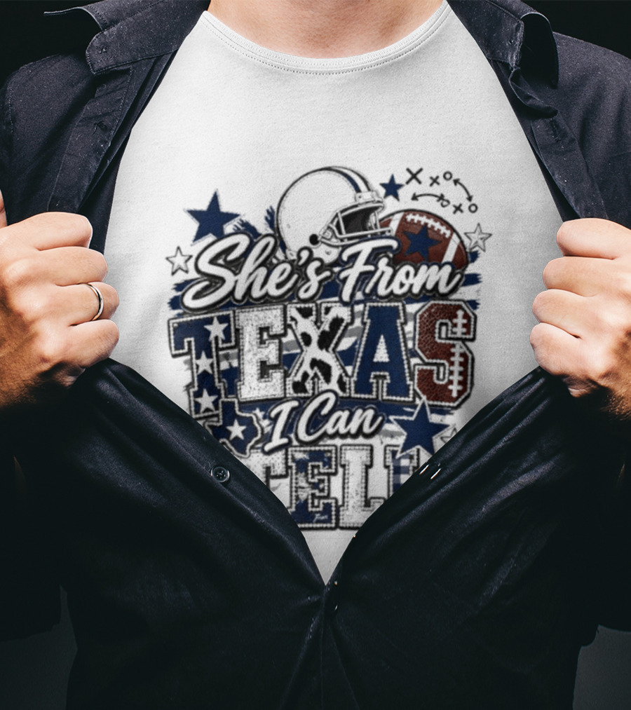 She's From Texas I Can Tell Football Stars Helmets T-Shirt