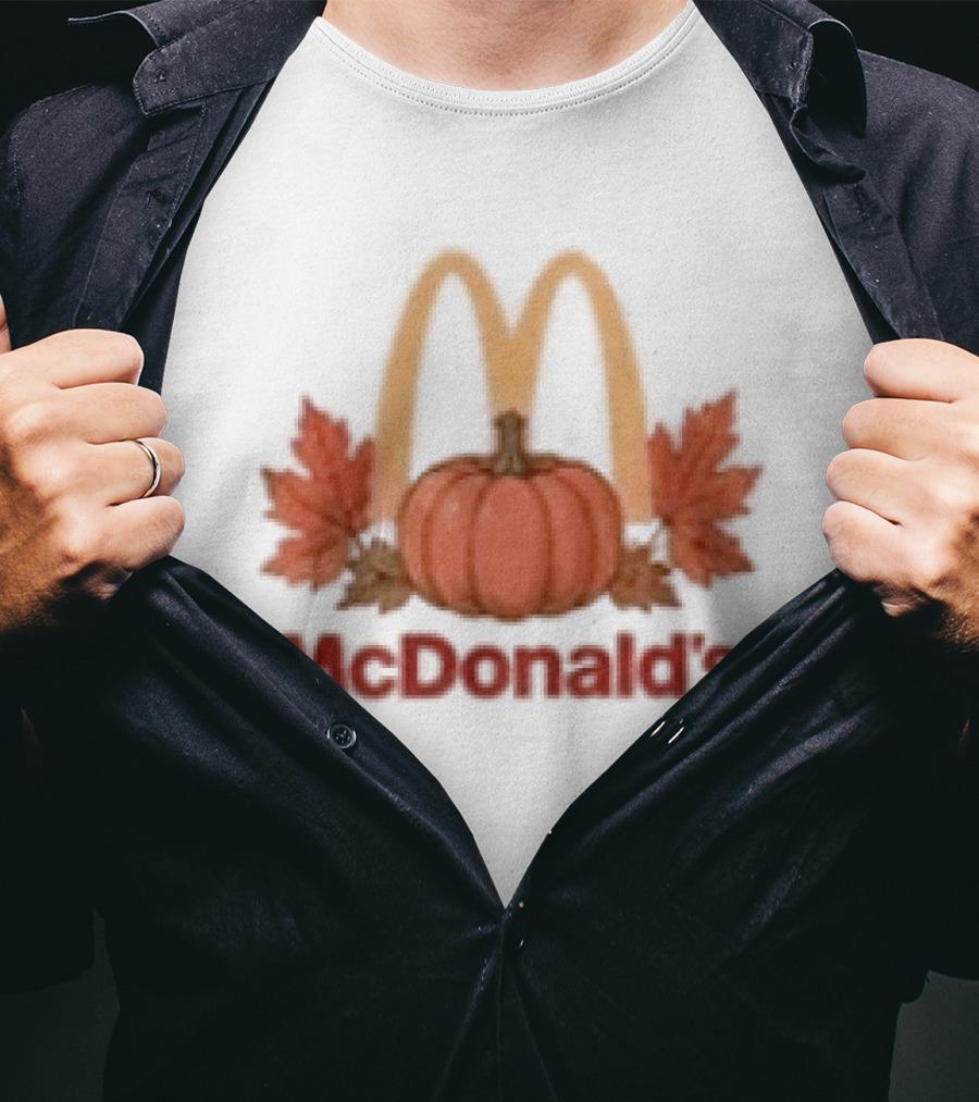 McDonald's Autumn Pumpkin Leaves Thankful Blessed Lovin It T-Shirt