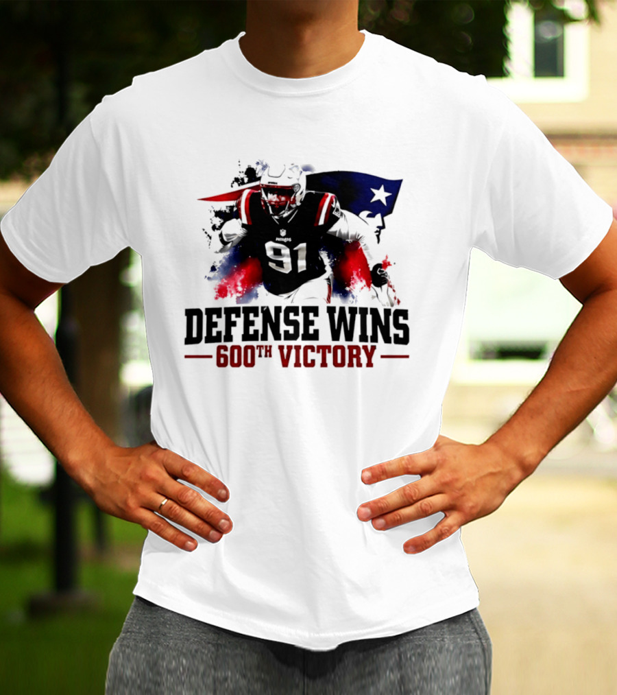 New England Patriots Defense Wins 600th Victory Star Spangled Football Triumph T-Shirt