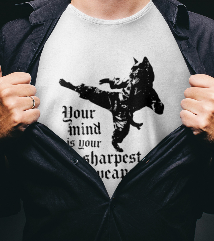Your Mind Is Your Sharpest Weapon Karate Cat T-Shirt