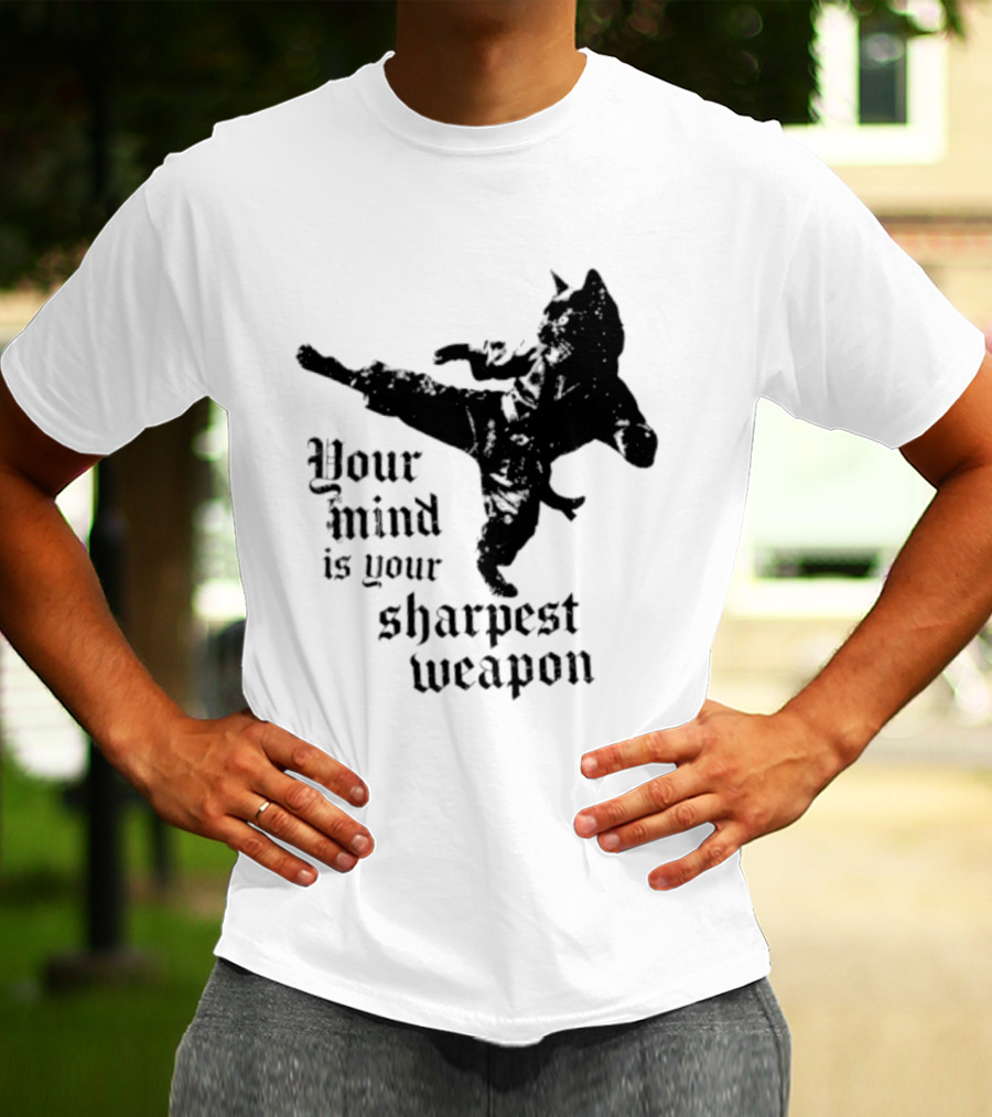 Your Mind Is Your Sharpest Weapon Karate Cat T-Shirt