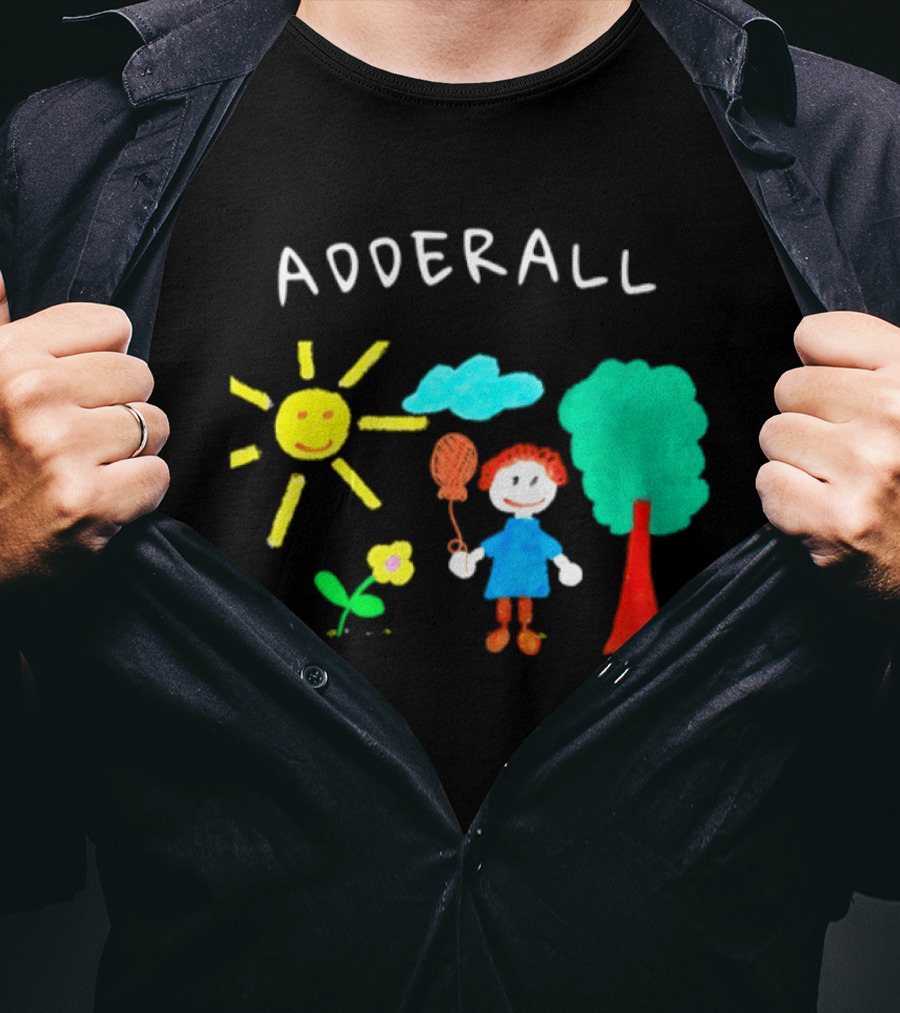 Childhood ADHD Awareness Adderall Child Drawing With Sun And Tree T-Shirt