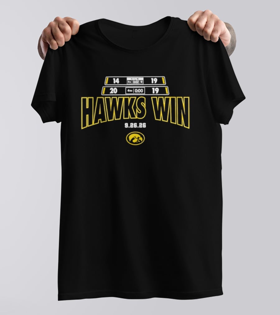 Iowa Hawkeyes Hawks Win Score 24 22 2026 T-Shirt