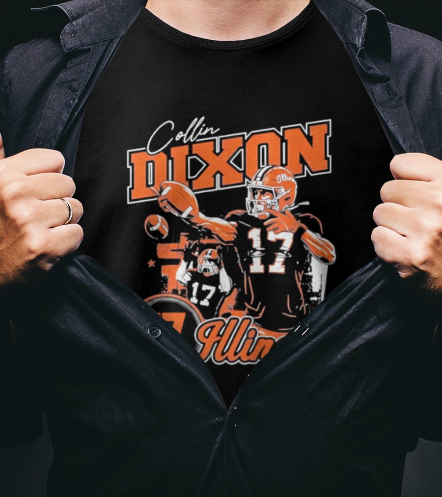 Collin Dixon 17 Illinois Fighting Illini 90s Bootleg Retro Football T-Shirt