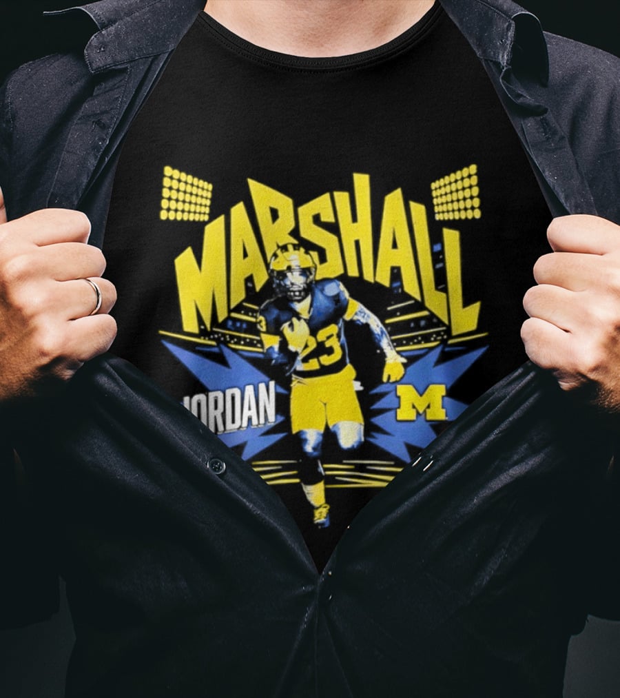 Jordan Marshall Michigan Wolverines Comic Book Style Michigan Wolverines T-Shirt