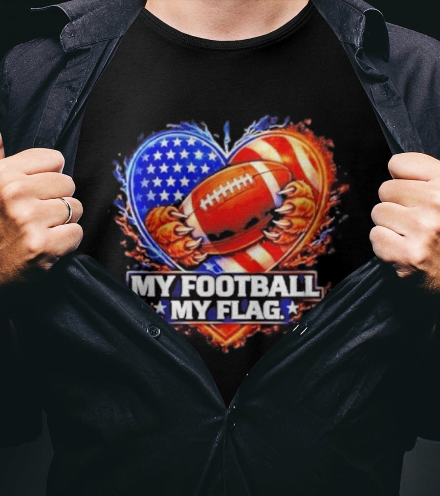 Heart American Football 2026 Season My Football My Flag T-Shirt