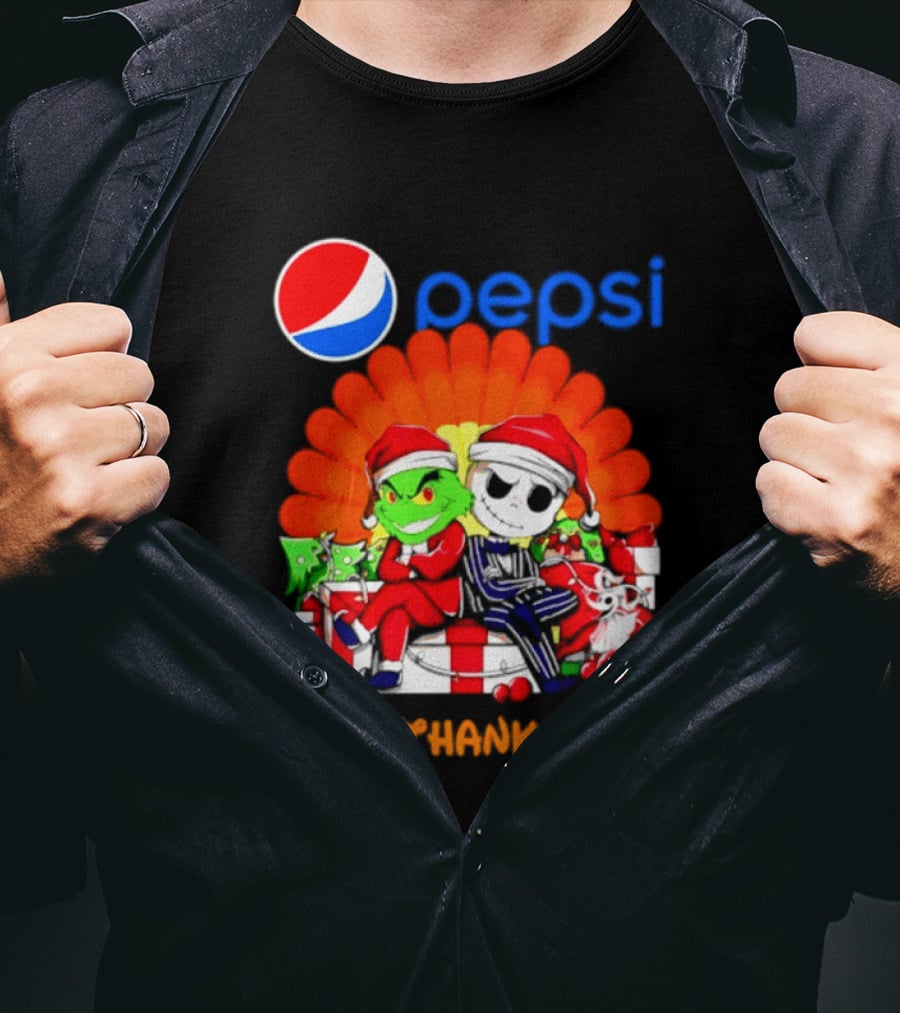 Pepsi Grinch Jack Skellington Hallothanksmas 2026 Holiday Mashup T-Shirt