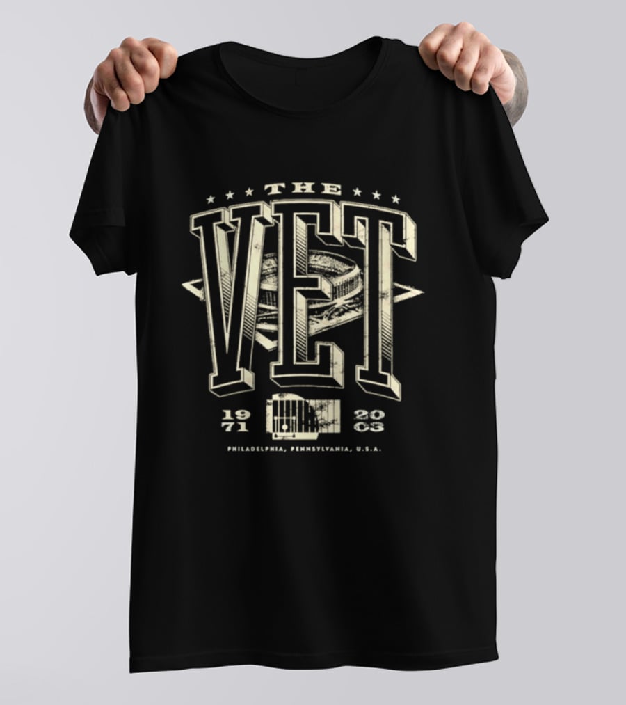 The VET 1971 2003 Philadelphia Stadium USA Baseball Field Helmet T-Shirt