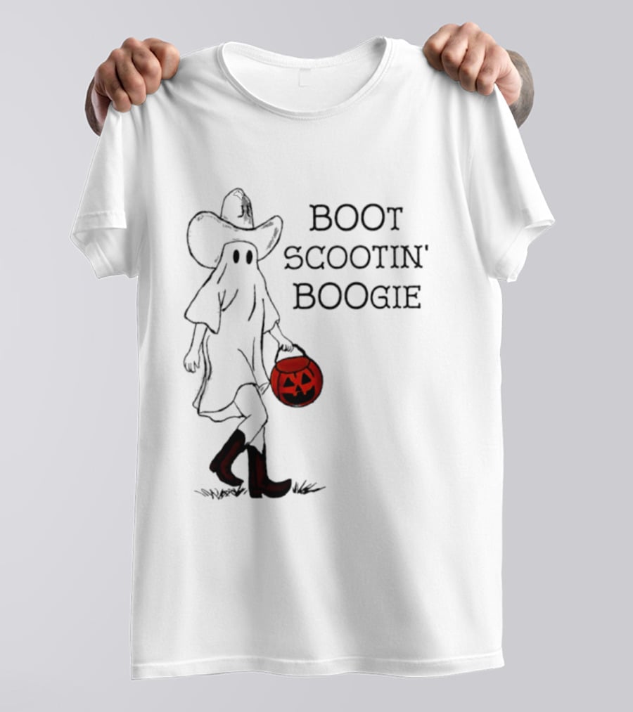 Boot Scootin' Boogie Ghost Cowgirl Halloween Trick Or Treat T-Shirt