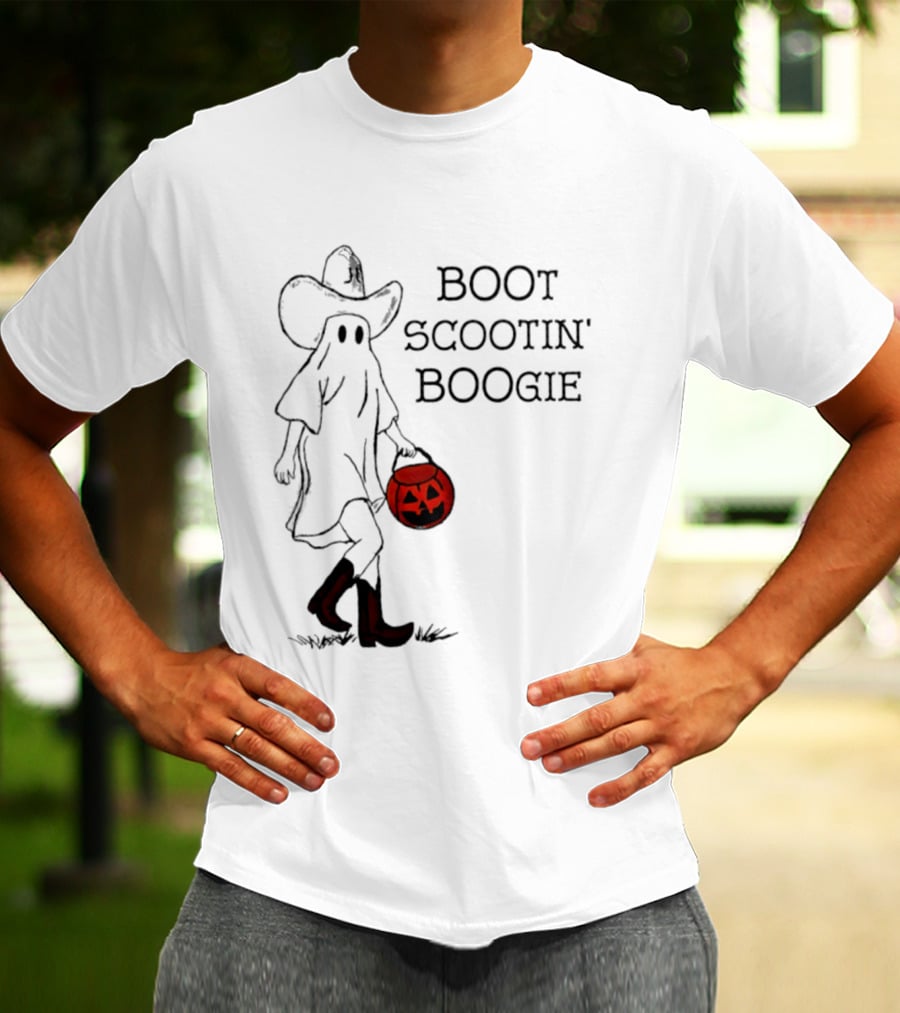 Boot Scootin' Boogie Ghost Cowgirl Halloween Trick Or Treat T-Shirt