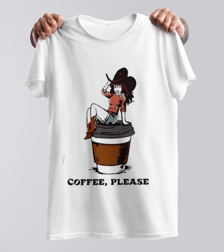 Cowgirl Coffee Please Western Caffeine Cartoon T-Shirt