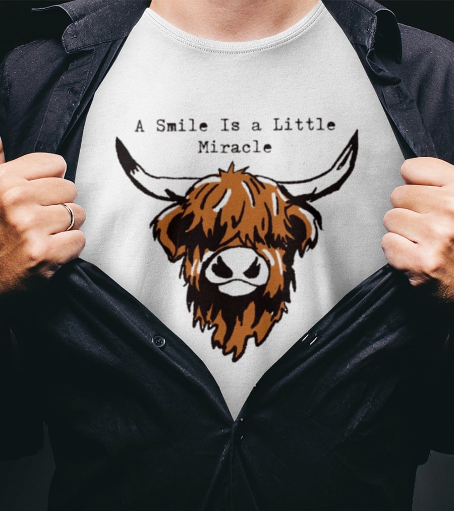 A Smile Is A Little Miracle Highland Cow T-Shirt