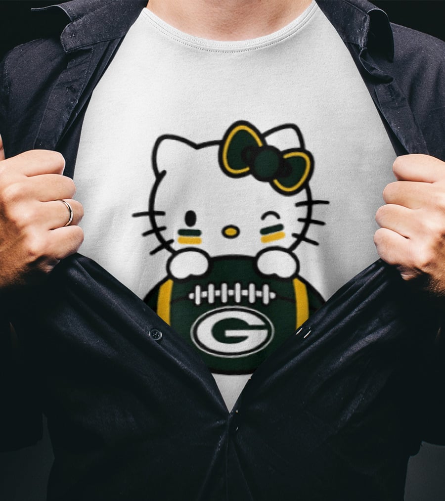 Green Bay Packers Hello Kitty Collaboration 2026 Football Season T-Shirt