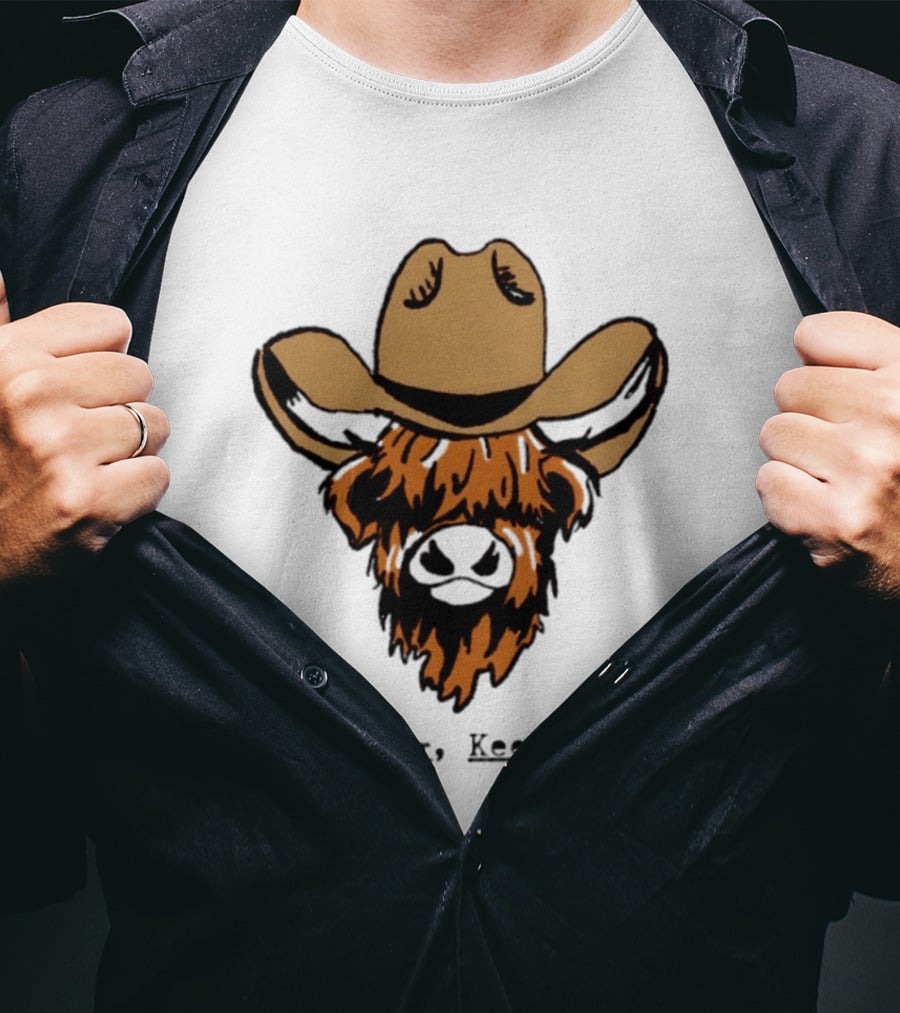 Highland Cow Cowboy Hat Keep Going Keep Smiling Vintage Look T-Shirt