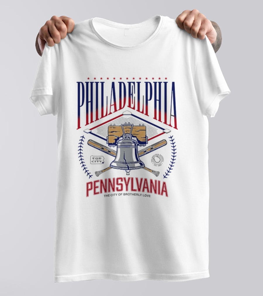 Philadelphia Pennsylvania City Of Brotherly Love Liberty Bell And Baseball T-Shirt