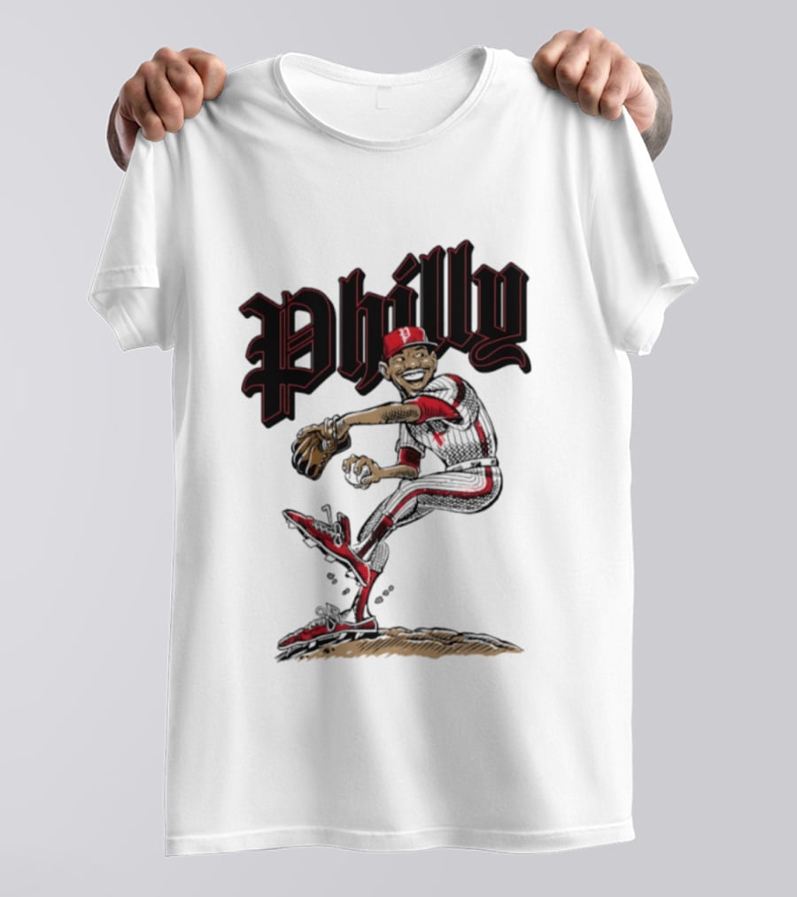 Philly Baseball Player Caricature T-Shirt