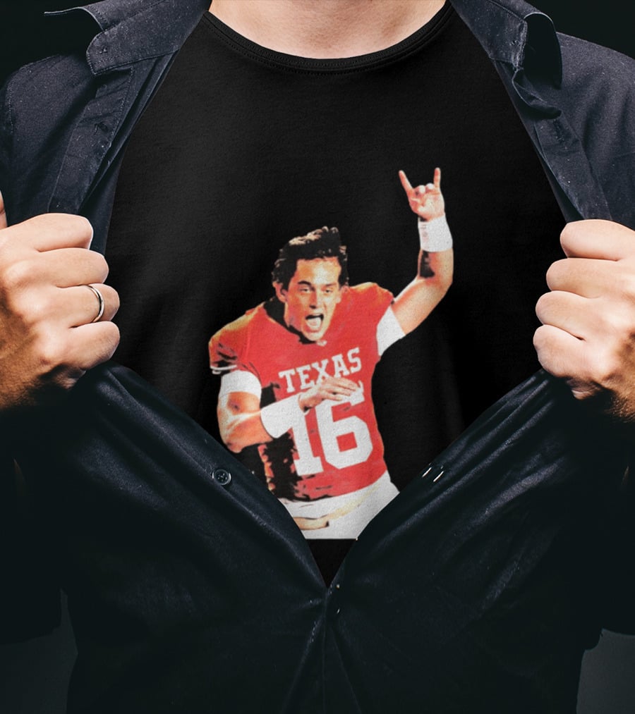 Arch Manning Texas Longhorns 16 Rock Hand Gesture T-Shirt