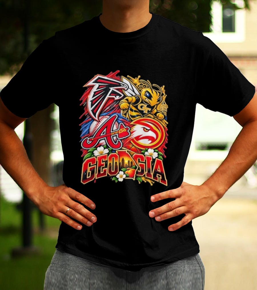 Atlanta Falcons Braves Georgia Tech Yellow Jackets Hawks Georgia Sports Teams T-Shirt