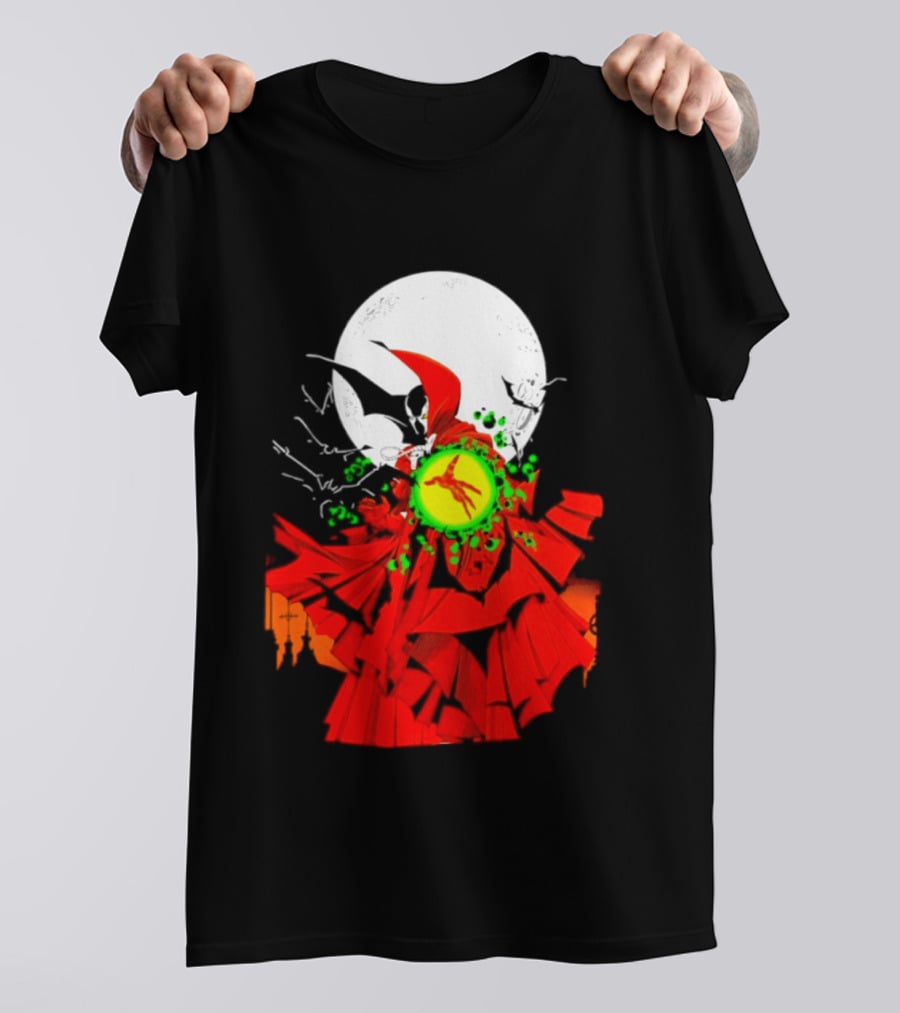 Graveyard Shift Whitegold Industries Spawn Halloween 2026 Full Red Moon T-Shirt