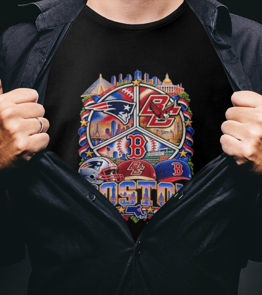 Patriots Boston College Eagles Red Sox Boston Skyline T-Shirt
