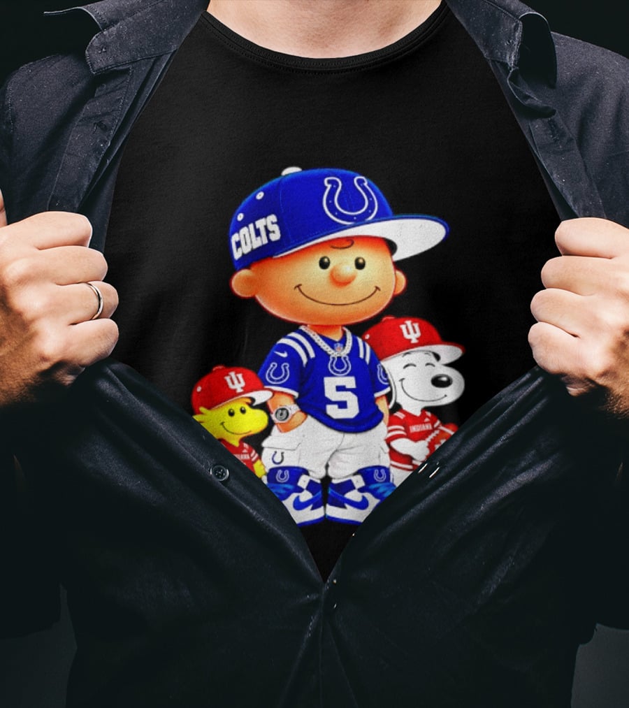 Charlie Brown And Snoopy Indianapolis Colts Indiana Hoosiers Football Team Merchandise T-Shirt