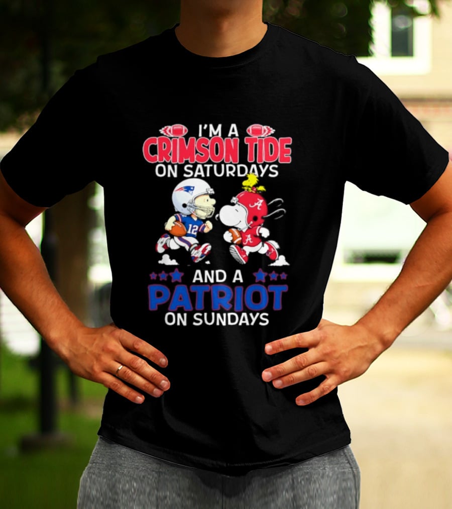 I'm A Crimson Tide On Saturdays And A Patriot On Sundays Football Peanuts T-Shirt
