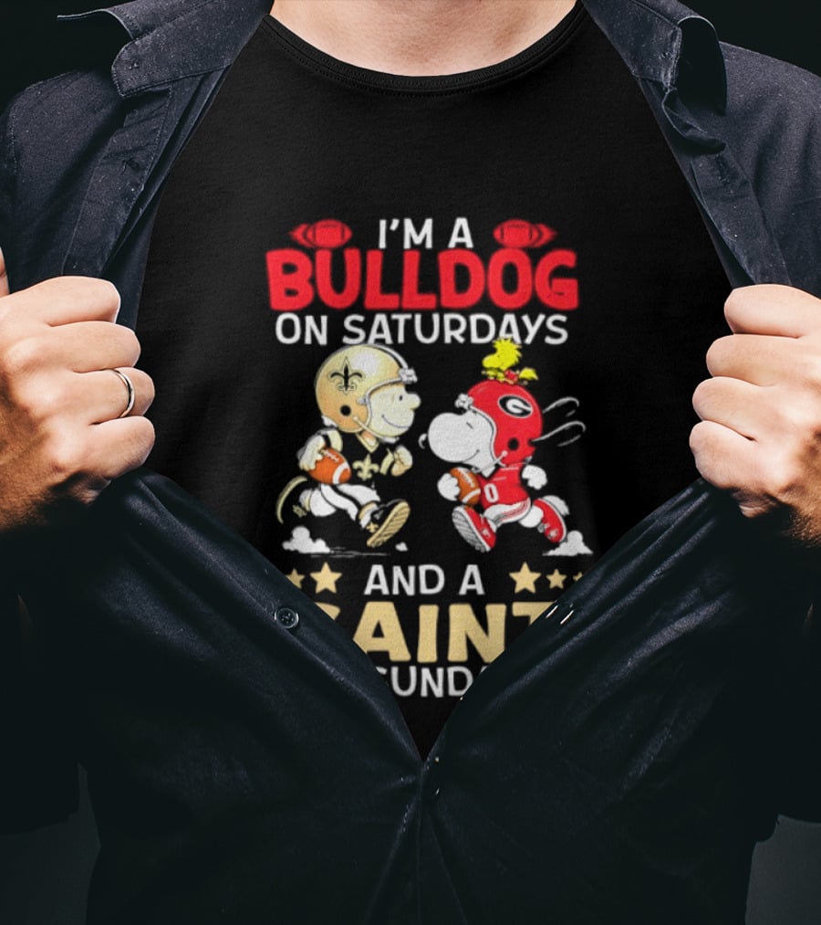 I'm A Bulldog On Saturdays And A Saint On Sundays Football Peanuts T-Shirt