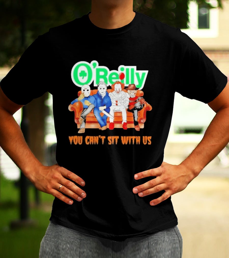 O'Reilly Horror Characters Friends Halloween 2026 You Can't Sit With Us Couch T-Shirt