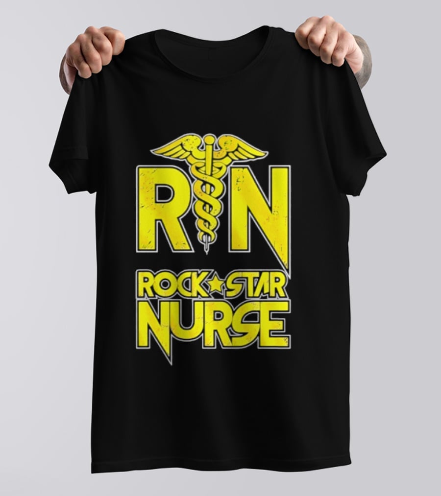 RN Rock Star Nurse Medical Professional Caduceus T-Shirt