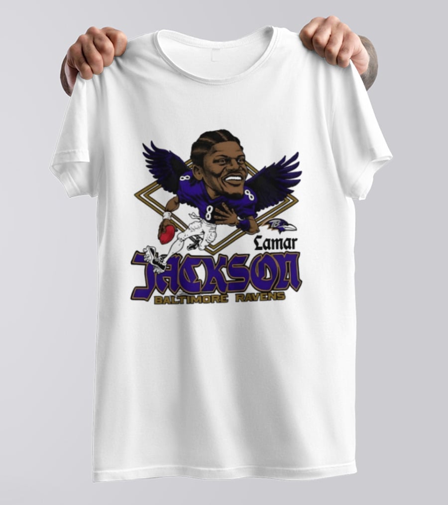 Lamar Jackson Baltimore Ravens Caricature T-Shirt