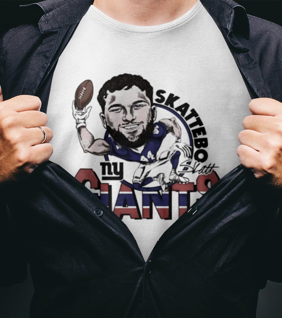 Skattebo New York Giants Football Caricature Player T-Shirt