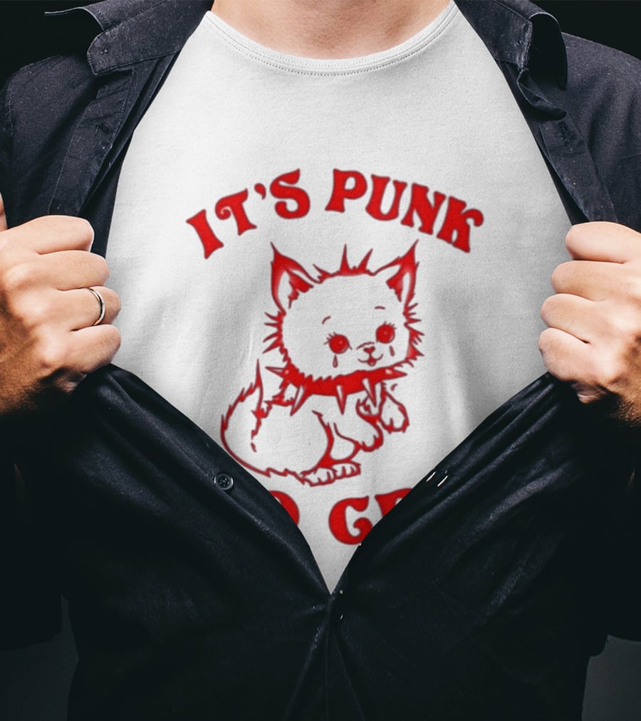 It's Punk To Cry Cat Spiked Collar T-Shirt