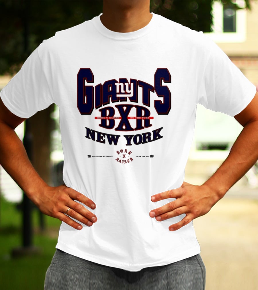 New York Giants BXR Born X Raised On The Turf Football T-Shirt