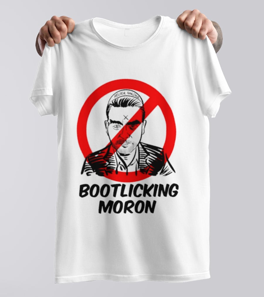 Helter Skelter Bootlicking Moron Red Circle Crossed Out Brian Walsby T-Shirt