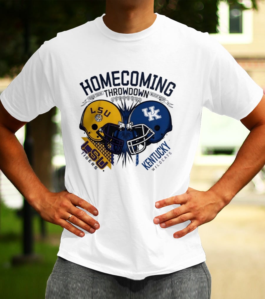 LSU Tigers Vs Kentucky Wildcats Football Homecoming Throwdown October 10 2026 Helmet Clash T-Shirt