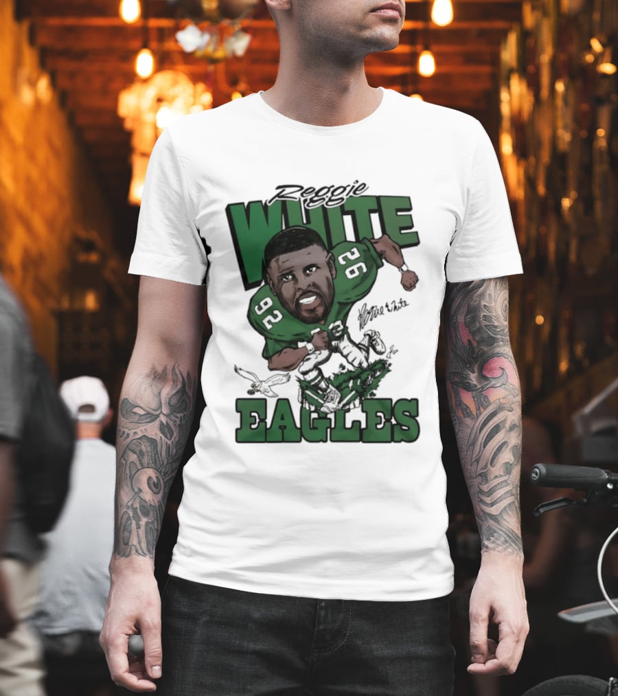 Philadelphia Eagles Reggie White 92 Player Caricature T-Shirt