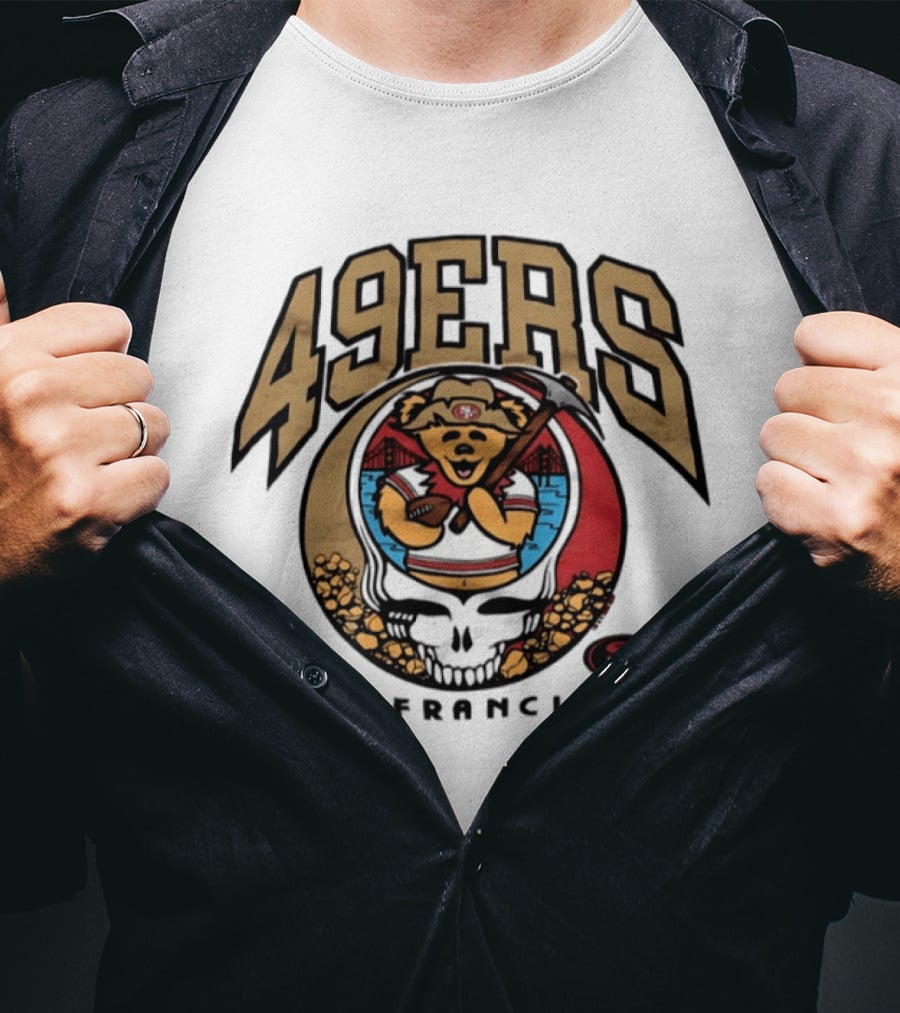 San Francisco 49ers Grateful Dead Steal Your Face Bear Design Collaboration T-Shirt