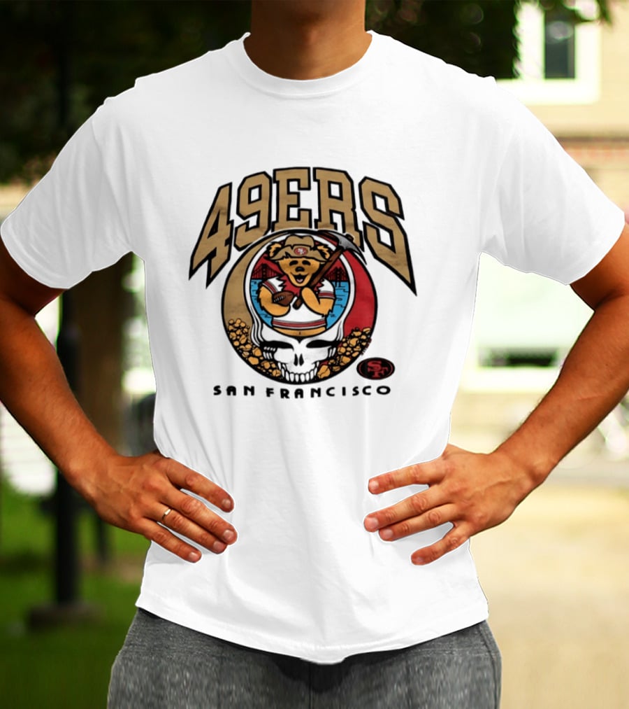 San Francisco 49ers Grateful Dead Steal Your Face Bear Design Collaboration T-Shirt