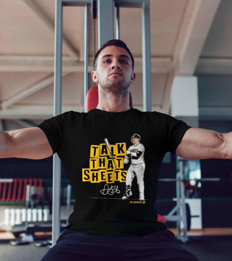 Gavin Sheets Talk That Sheets Baseball Player Yellow Block Lettering T-Shirt