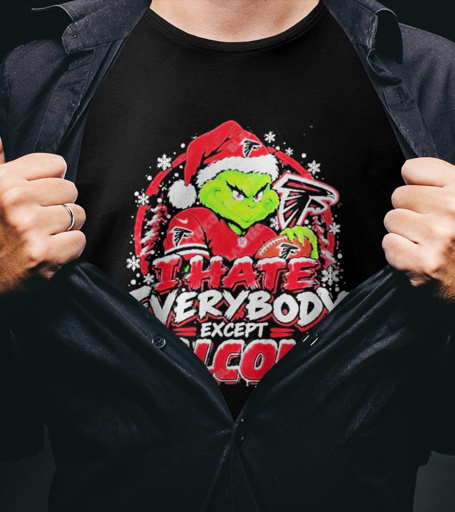 Atlanta Falcons Grinch I Hate Everybody Except Falcons Fans Christmas Holiday T-Shirt