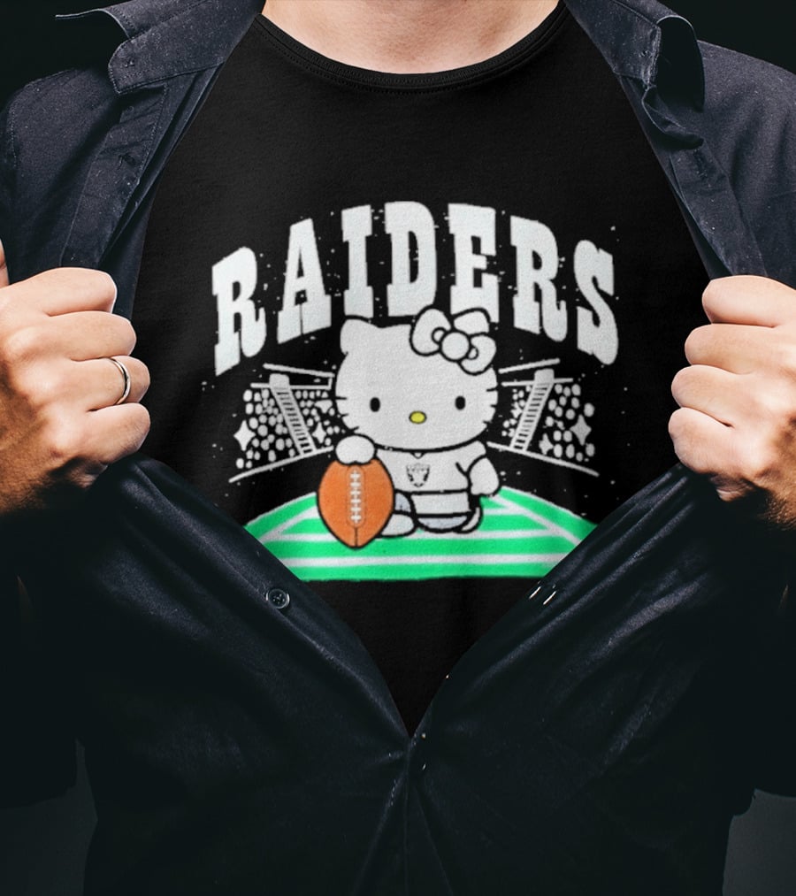 Hello Kitty Raiders Football Stadium Cartoon Collaboration T-Shirt