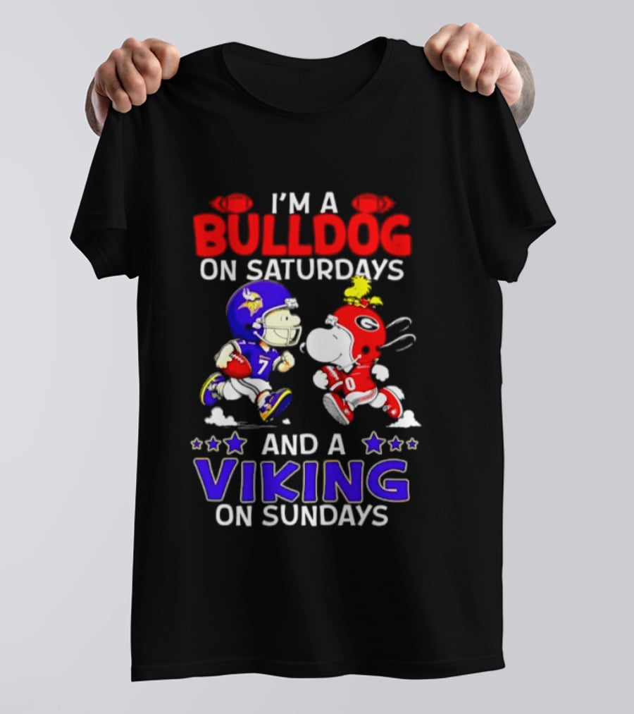 I'm A Bulldog On Saturdays And A Viking On Sundays Football Peanuts T-Shirt