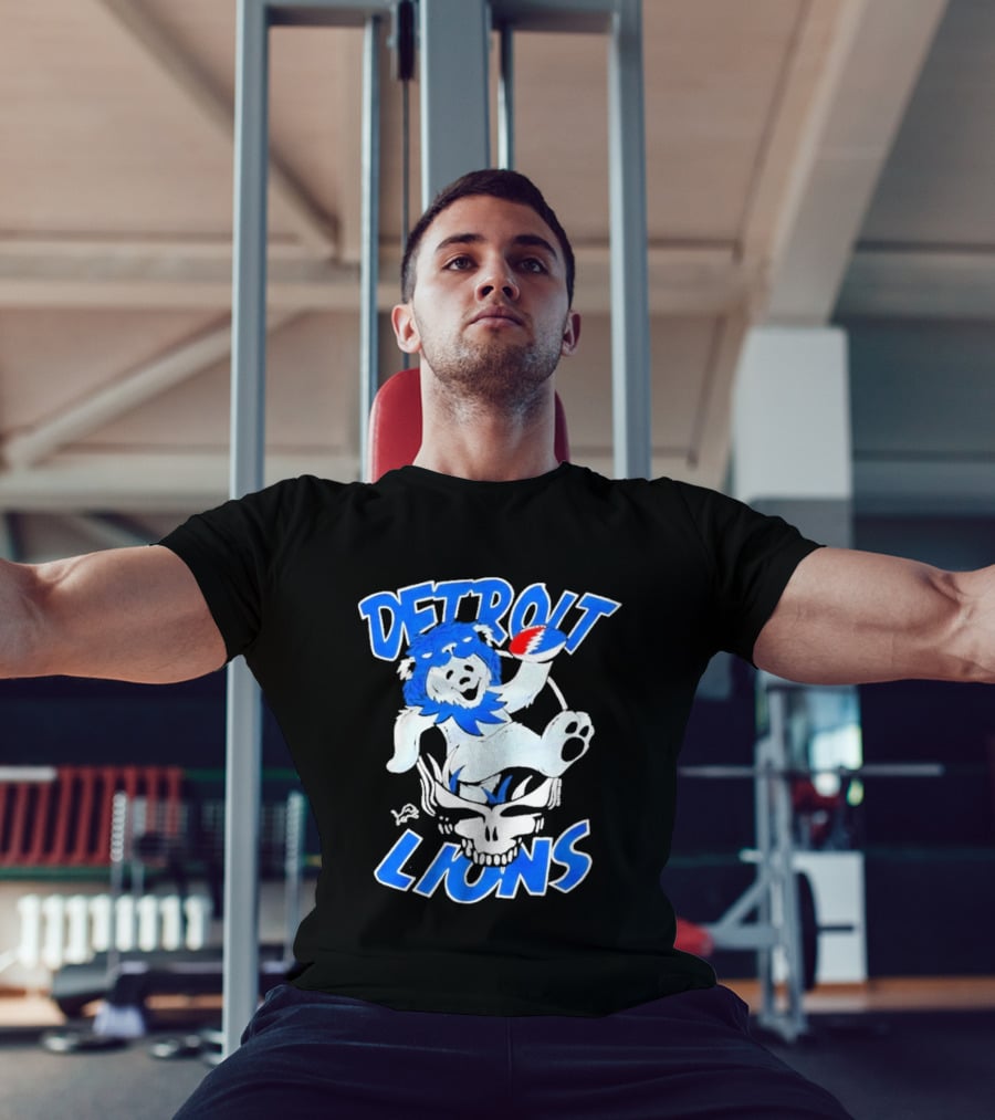 Detroit Lions Grateful Dead Bear With Skull T-Shirt