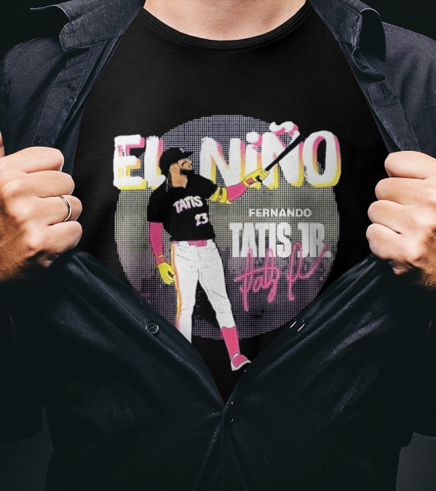 Padres Fernando Tatis Jr El Niño 23 Pink Bat Baseball T-Shirt