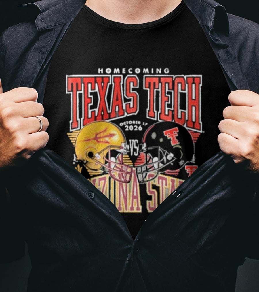 Texas Tech Vs Arizona State Homecoming Football 2026 Helmet Showdown T-Shirt
