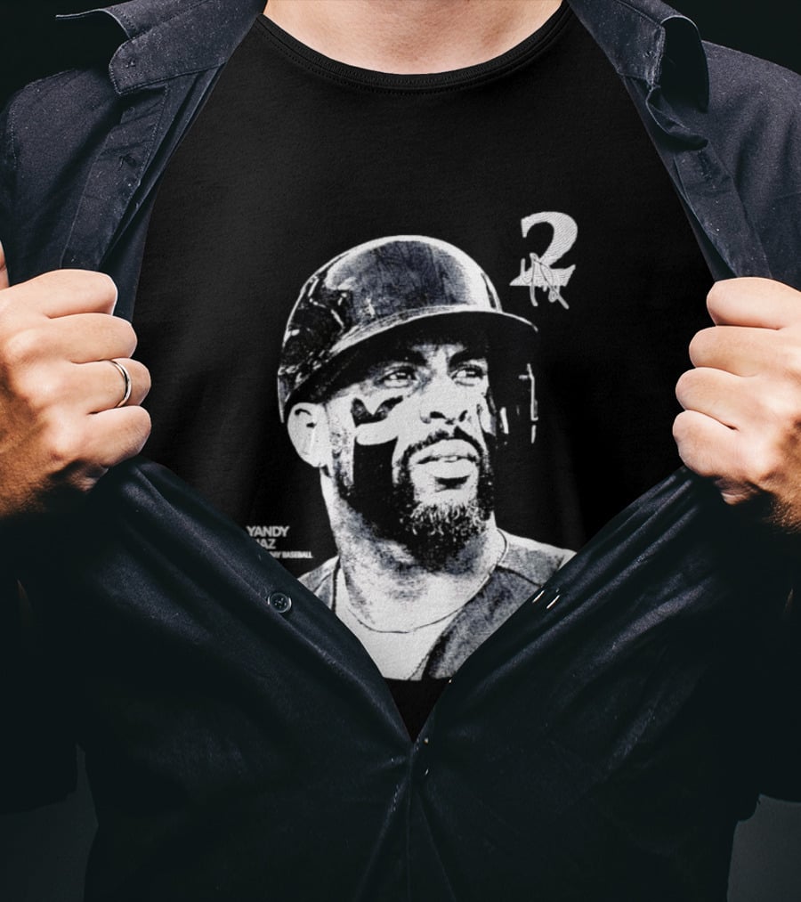 Yandy Diaz Tampa Bay Rays MLB 2026 Lineage Series Player Portrait Baseball Edition T-Shirt